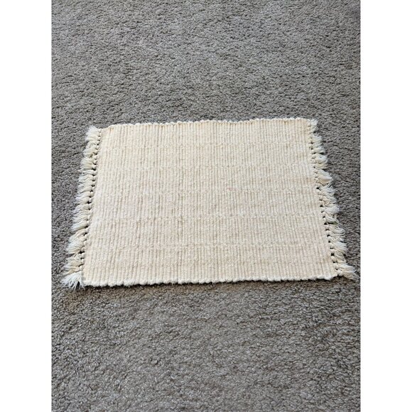 Handwoven Cotton Placemats Set Of 4 With Fringe Boho Diamond Natural Farmhouse - Picture 3 of 5